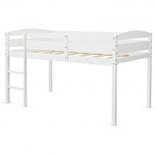 Load image into Gallery viewer, Wooden Twin Low Loft Bunk Bed with Guard Rail and Ladder-White