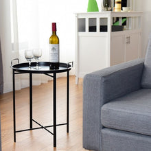 Load image into Gallery viewer, Metal Tray Round End Table Living Room Sofa Side Table