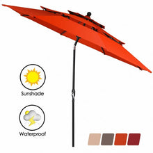 Load image into Gallery viewer, 10ft 3 Tier Patio Umbrella Aluminum Sunshade Shelter Double Vented-Red