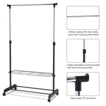 Load image into Gallery viewer, Rolling Clothes Hanger with Height Adjustable Shoe Rack