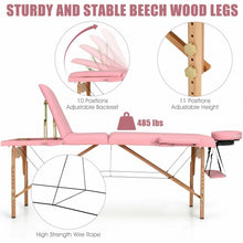 Load image into Gallery viewer, 3 Fold 84" L Portable Adjustable Massage Table with Carry Case-Pink