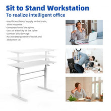 Load image into Gallery viewer, Height Adjustable Sit to Stand Desk with Crank Handle and Ergonomic Design-White