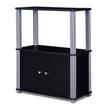 Load image into Gallery viewer, TV Stand Component Console Multipurpose Shelf with Storage Cabinet-Black