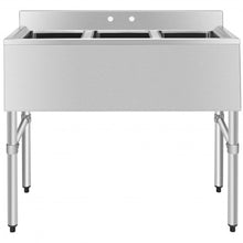 Load image into Gallery viewer, Stainless Steel Utility Sink with 3 Compartment Commercial Kitchen Sink