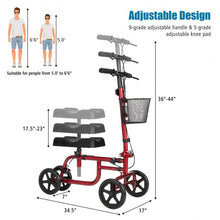 Load image into Gallery viewer, Foldable Knee Walker W/ Basket and Dual Brakes-Red