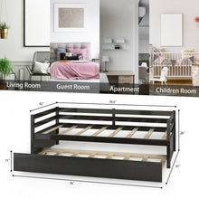 Load image into Gallery viewer, Twin Size Wooden Slat Trundle Platform-Espresso