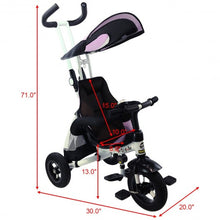 Load image into Gallery viewer, 4-in-1 Detachable Learning Baby Tricycle Stroller w/ Canopy Bag-Blue