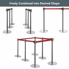 Load image into Gallery viewer, 6 pcs Silver Stanchion Posts Retractable Belt Crowd Control Barrier