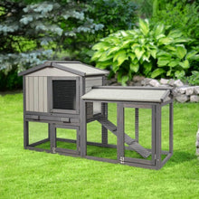 Load image into Gallery viewer, 58" Weatherproof Wooden Rabbit Hutch-Gray
