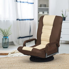 Load image into Gallery viewer, 360-Degree Swivel Gaming Floor Chair with Foldable Adjustable Backrest-Brown
