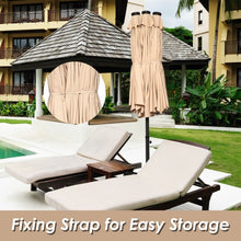 Load image into Gallery viewer, 15 Ft Solar LED Patio Double-sided Umbrella Market Umbrella with Weight Base-Beige