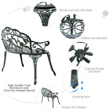 Load image into Gallery viewer, Outdoor Cast Aluminum Patio Bench Antique Rose