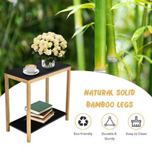 Load image into Gallery viewer, Bamboo Side Table 2-Tier Sofa End Console Table with Storage Shelf Felt Pad for Bedroom