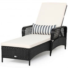 Load image into Gallery viewer, PE Rattan Armrest Chaise Lounge Chair with Adjustable Pillow