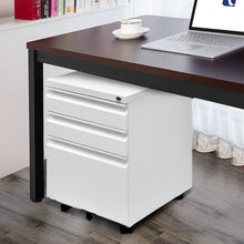 Load image into Gallery viewer, 3 Drawers Rolling File Storage Cabinet-White