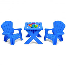 Load image into Gallery viewer, 3-Piece Plastic Children Table Chair Set-Blue