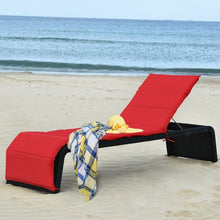 Load image into Gallery viewer, Patio Rattan Lounge Chair Back Adjustable Chaise Recliner with Cushioned-Red