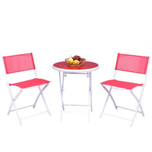 Load image into Gallery viewer, 3 Pcs Folding Garden Patio Table Chairs Set -Red