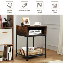 Load image into Gallery viewer, Industrial Nightstand End Side Table with Mesh Shelf