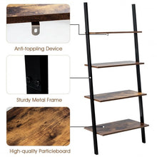 Load image into Gallery viewer, 4-Tier Industrial Leaning Wall Bookcase-Brown