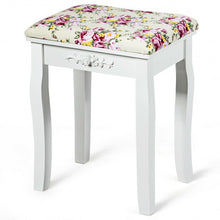 Load image into Gallery viewer, Vanity Wood Dressing Stool Padded Piano Seat with Rose Cushion