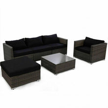 Load image into Gallery viewer, Rattan Wicker Patio Sofa Set with Black Cushion
