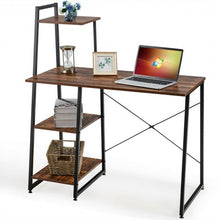Load image into Gallery viewer, Computer Desk with Shelves Study Writing Desk Workstation Bookshelf-Brown