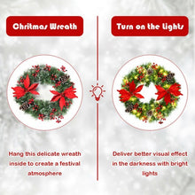 Load image into Gallery viewer, 24" Pre-lit Artificial Christmas Wreath Battery Operated
