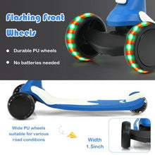 Load image into Gallery viewer, 2 in 1 Kids Kick Scooter with Flash Wheels for Girls Boys from 1.5 to 6 Years Old-Blue