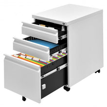 Load image into Gallery viewer, 3 Drawers Rolling File Storage Cabinet-White
