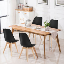 Load image into Gallery viewer, Set of 4 Dining Chair Mid Century Modern Shell PU Seat with Wooden Leg-Black