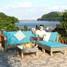 Load image into Gallery viewer, 4PCS Patio Rattan Furniture Set Cushioned Loveseat