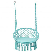 Load image into Gallery viewer, Macrame Cushioned Hanging Swing Hammock Chair-Turquoise