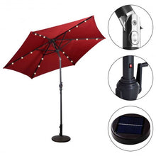 Load image into Gallery viewer, 9FT Patio Solar Umbrella LED Patio Market Steel Tilt W/ Crank Outdoor New-Burgundy