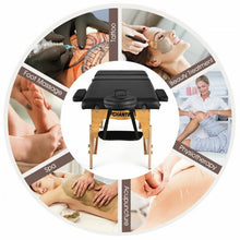 Load image into Gallery viewer, 3 Fold 84" L Portable Adjustable Massage Table with Carry Case-Black