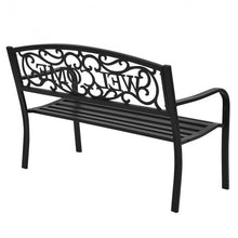 Load image into Gallery viewer, Outdoor Furniture Steel Frame Porch Garden Bench-Black