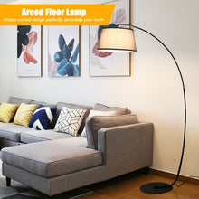 Load image into Gallery viewer, Arc Sturdy Base Modern Floor Lamp with Hanging Lampshade-Black