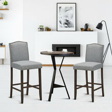 Load image into Gallery viewer, 29" Bar Height Set of 2 Nailhead Bar Stools with Rubber Wood Legs-Gray