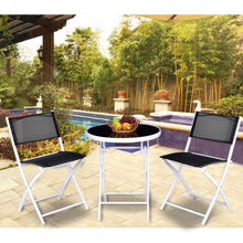 Load image into Gallery viewer, 3 Pcs Folding Garden Patio Table Chairs Set -Black