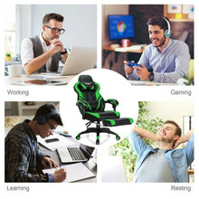 Load image into Gallery viewer, Adjustable Gaming Chair with Footrest for Home Office-Green
