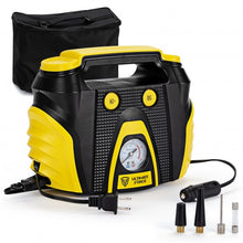 Load image into Gallery viewer, Portable Air Compressor Tire Inflator AC/DC Electric Pump with 3 Nozzle Adaptors