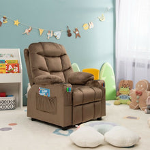 Load image into Gallery viewer, Adjustable Lounge Chair with Footrest and Side Pockets for Children-Brown