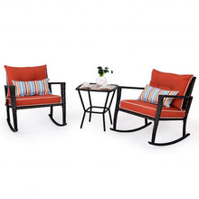Load image into Gallery viewer, 3-Pc Rattan Rocking Chair and Coffee Table Furniture Set-Red
