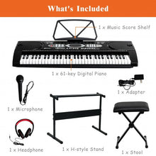 Load image into Gallery viewer, 61 Key Electronic Piano with Lighted Keys Stand Bench Headphone
