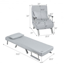 Load image into Gallery viewer, Folding 5 Position Convertible Sleeper Bed Armchair Lounge Couch w/Pillow-L Gray