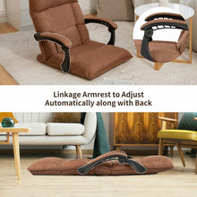 Load image into Gallery viewer, 14-Position Floor Chair Lazy Sofa with Adjustable Back Headrest Waist-Coffee