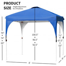 Load image into Gallery viewer, 8' x 8' Outdoor Pop Up Tent Canopy Camping Sun Shelter with Roller Bag-Blue