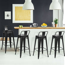 Load image into Gallery viewer, 30" Set of 4 Metal Height Barstools with Low Back-Black