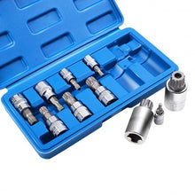 Load image into Gallery viewer, 10 PC XZN 12 Point MM Triple Square Spline Bit Socket Set Tamper Proof
