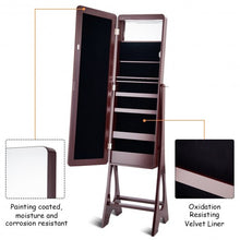 Load image into Gallery viewer, Standing Armoire Organizer Jewelry Cabinet w/ LED -Brown